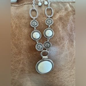 Paparazzi necklace and earring set- silver and white tortoise shell
